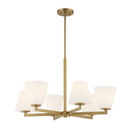 Designers Fountain Palmyra 6 Light Modern Brushed Gold with Etched Opal Glass Shades Chandelier For Dining Rooms D255M-6CH-BG